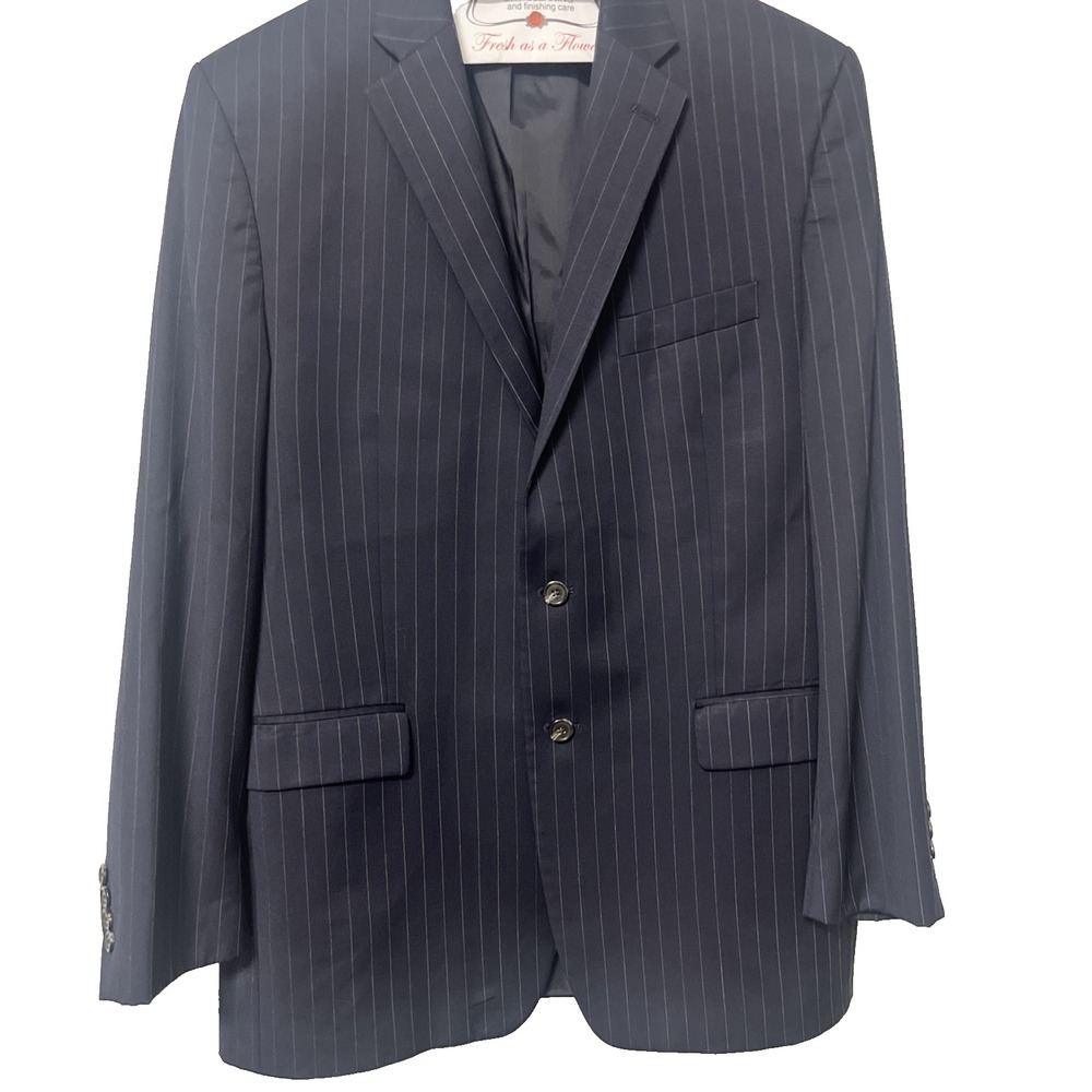 Lauren Ralph Lauren Suit Jacket Mens 46R Navy Pinstripe Two Button Blazer